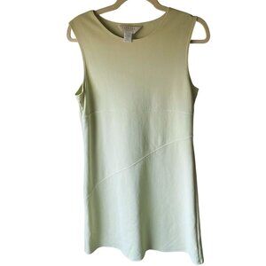 Vintage 90s Y2K Express Tricot Green Yellow Stretch Bodycon Mini Dress 9/10